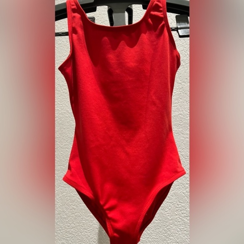 Girls dance red leotard, size M